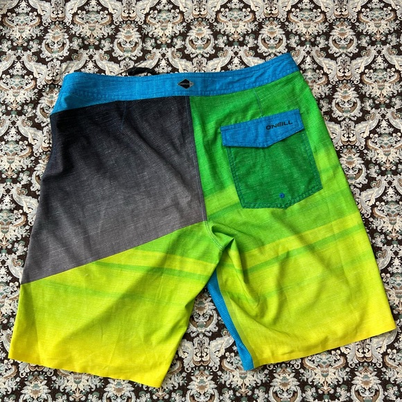 O'neill Hyperfreak Shorts Size 33 Lacefront Colorblock Printed Swimwear - Picture 2 of 10